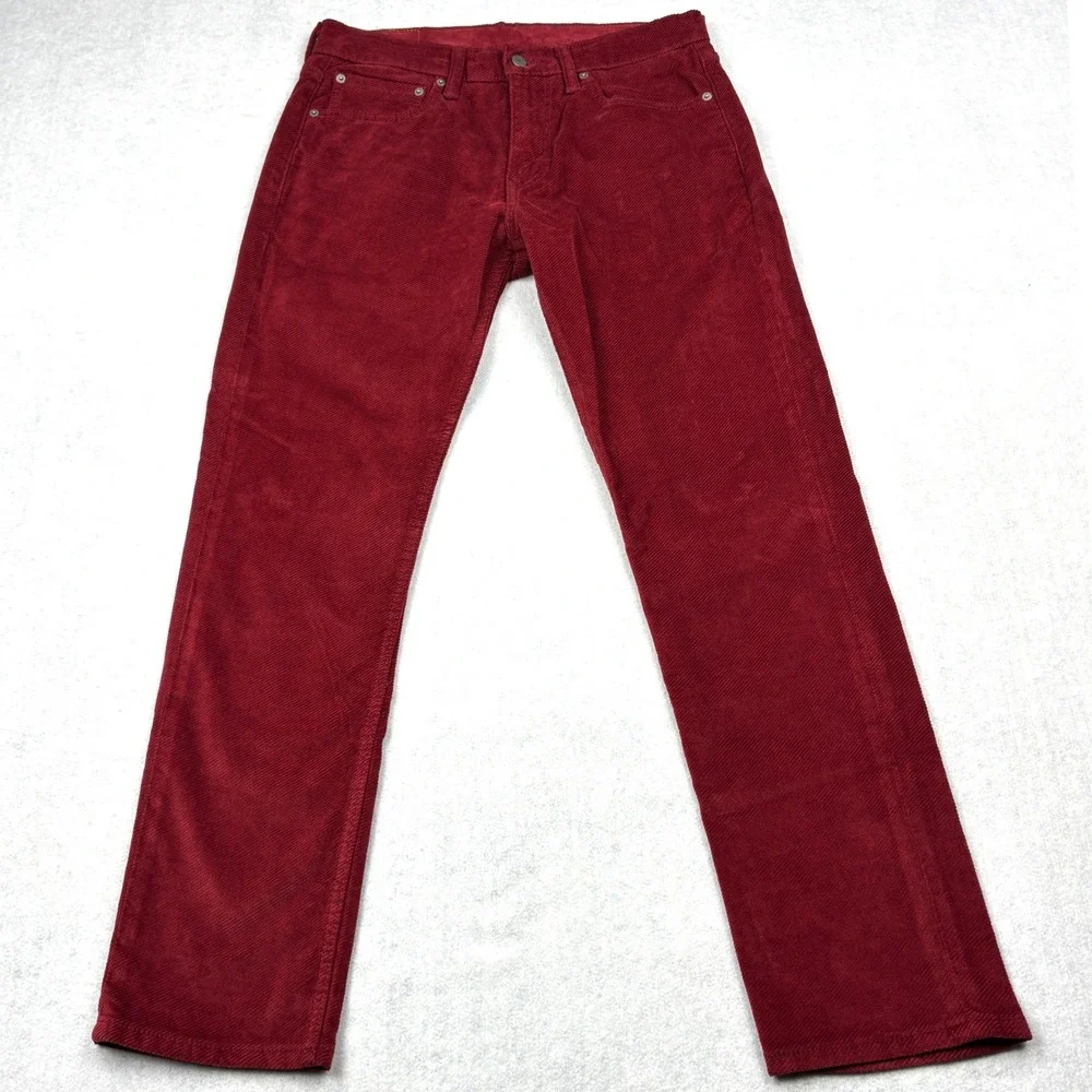 Levis Mens 31x30 511 Slim Fit Maroon Burgundy Red Fine Wale Corduroy Pants 31 30